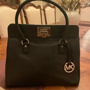 Michael Kors, black leather, Astrid satchel tote bag